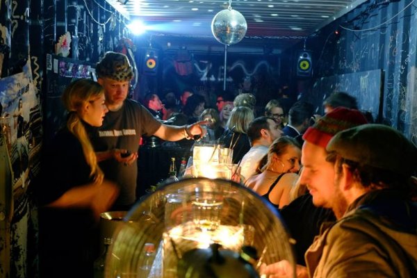 Inside Le Bums, the secret vodka bar in the back of PLATOON KUNSTHALLE Berlin.
