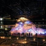 Der Berg, a collaboration with Exyst, was a geometric mountain around the infrastructure of the former Palast der Republik. Photo: Courtesy of the artists